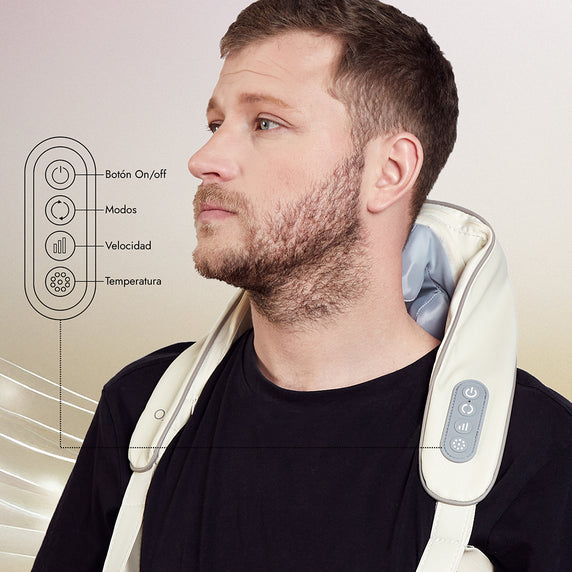 Masajeador de cuello y hombros Shiatsu Recargable con calor Beige Ozu