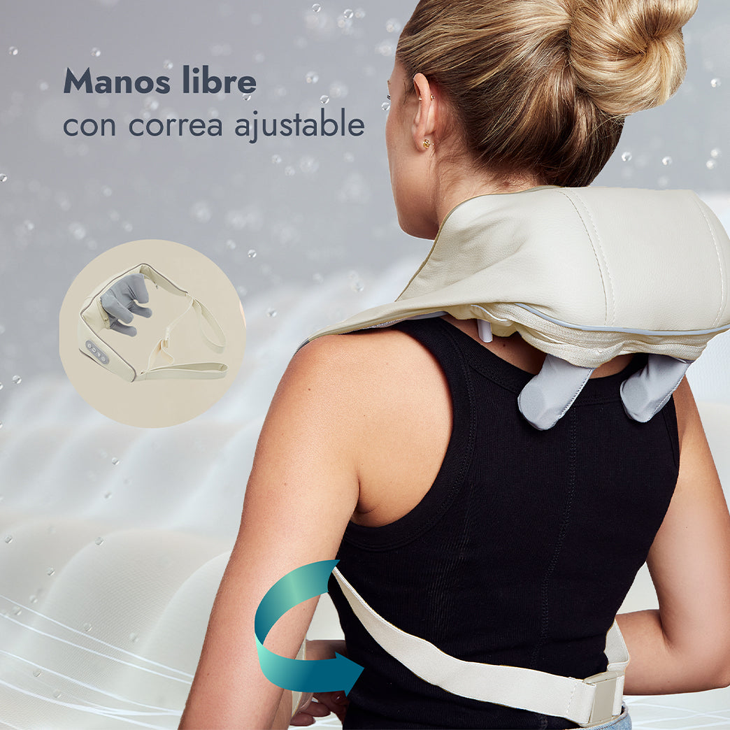 Masajeador de cuello y hombros Shiatsu Recargable con calor Beige Ozu
