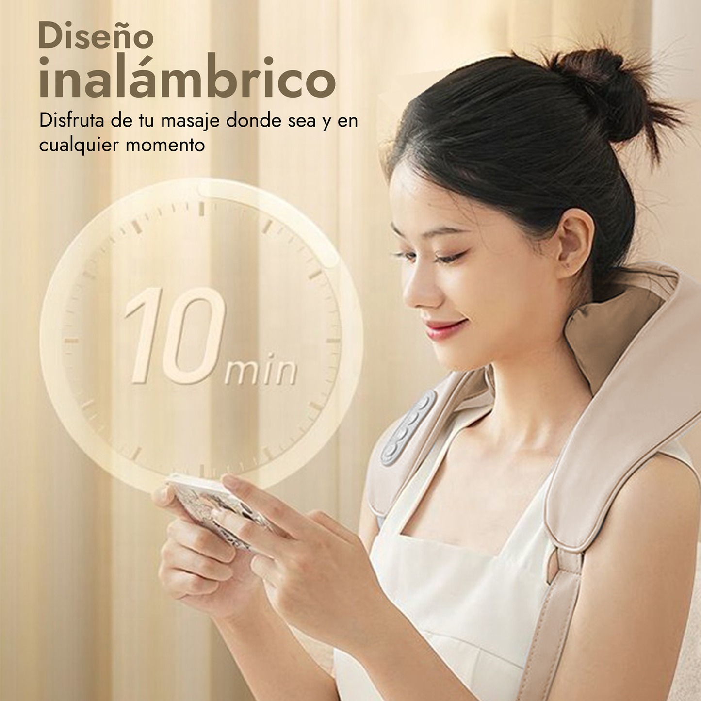 Masajeador de cuello y hombros Shiatsu Recargable con calor Beige Ozu