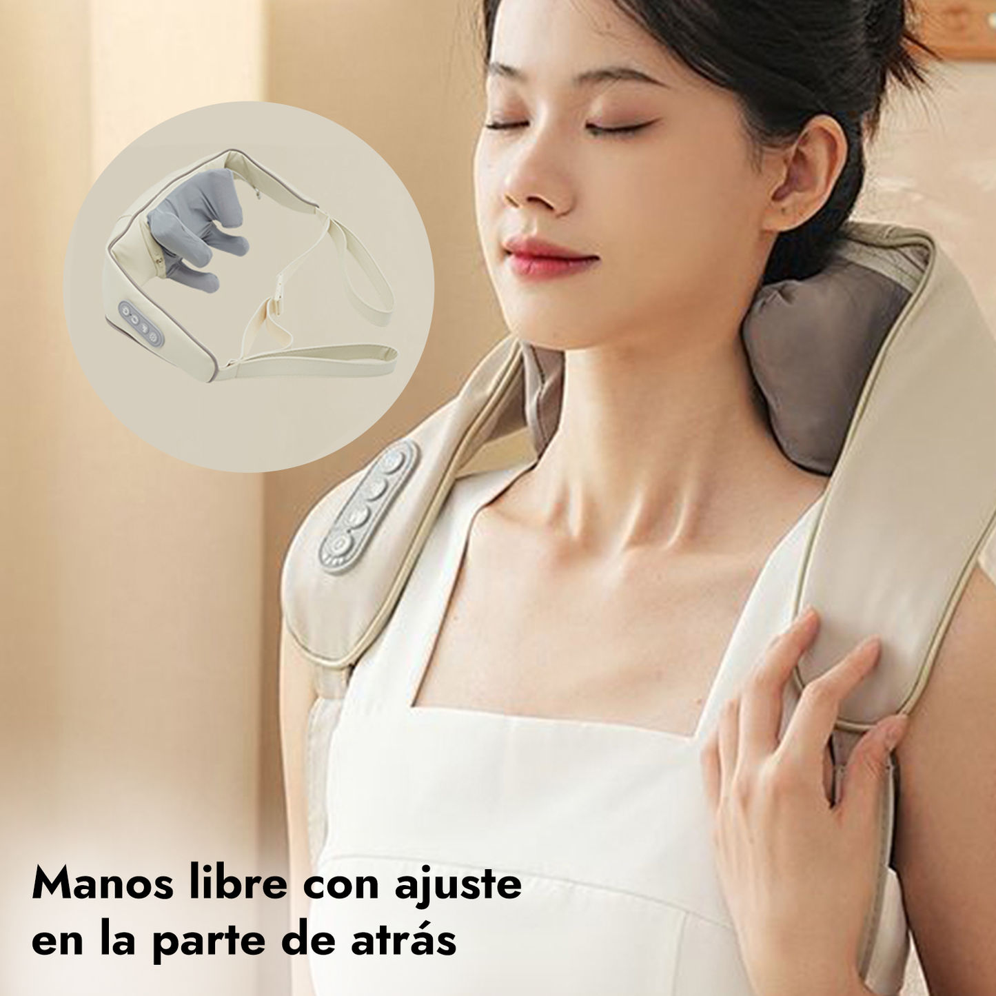 Masajeador de cuello y hombros Shiatsu Recargable con calor Beige Ozu
