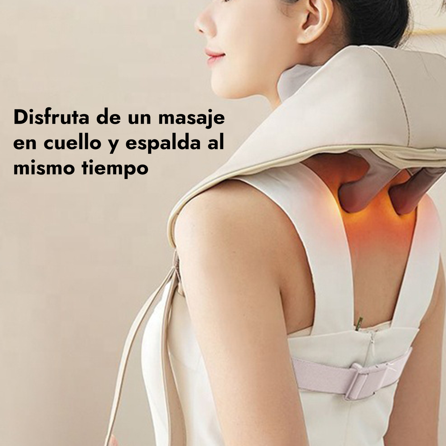 Masajeador de cuello y hombros Shiatsu Recargable con calor Beige Ozu