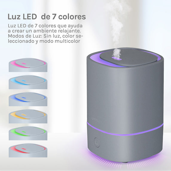 El difusor ultrasónico crea un ambiente con las 7 luces led