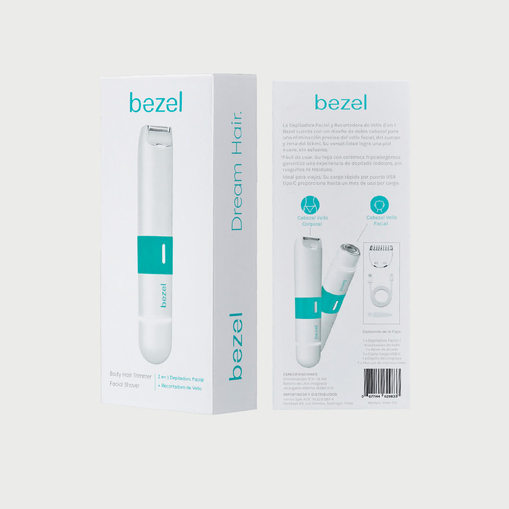 Depiladora 2 en 1 Facial + Recortadora de Vello Bezel