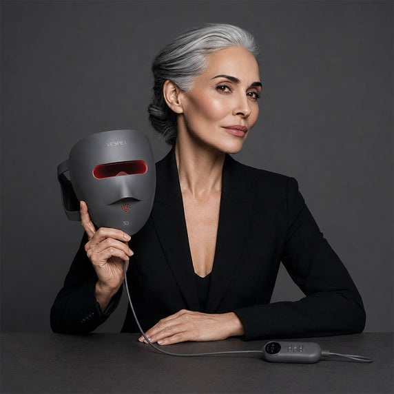 Máscara Facial 3D de Silicona con Fototerapia LED Gris Vesper