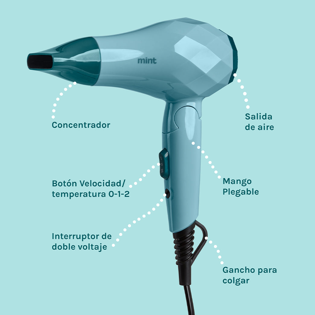 Secador Plegable de Viaje Bivoltaje 1000W Mint