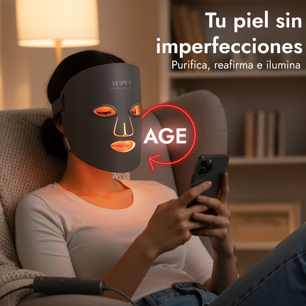 Máscara Facial luz LED Roja Azul e Infrarroja Vesper
