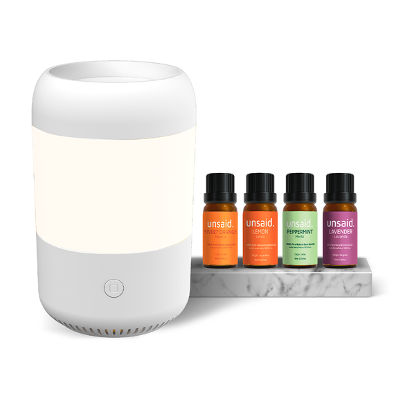 Kit de regalo Difusor de aroma Ambiental + 4 esencias naturales Unsaid.