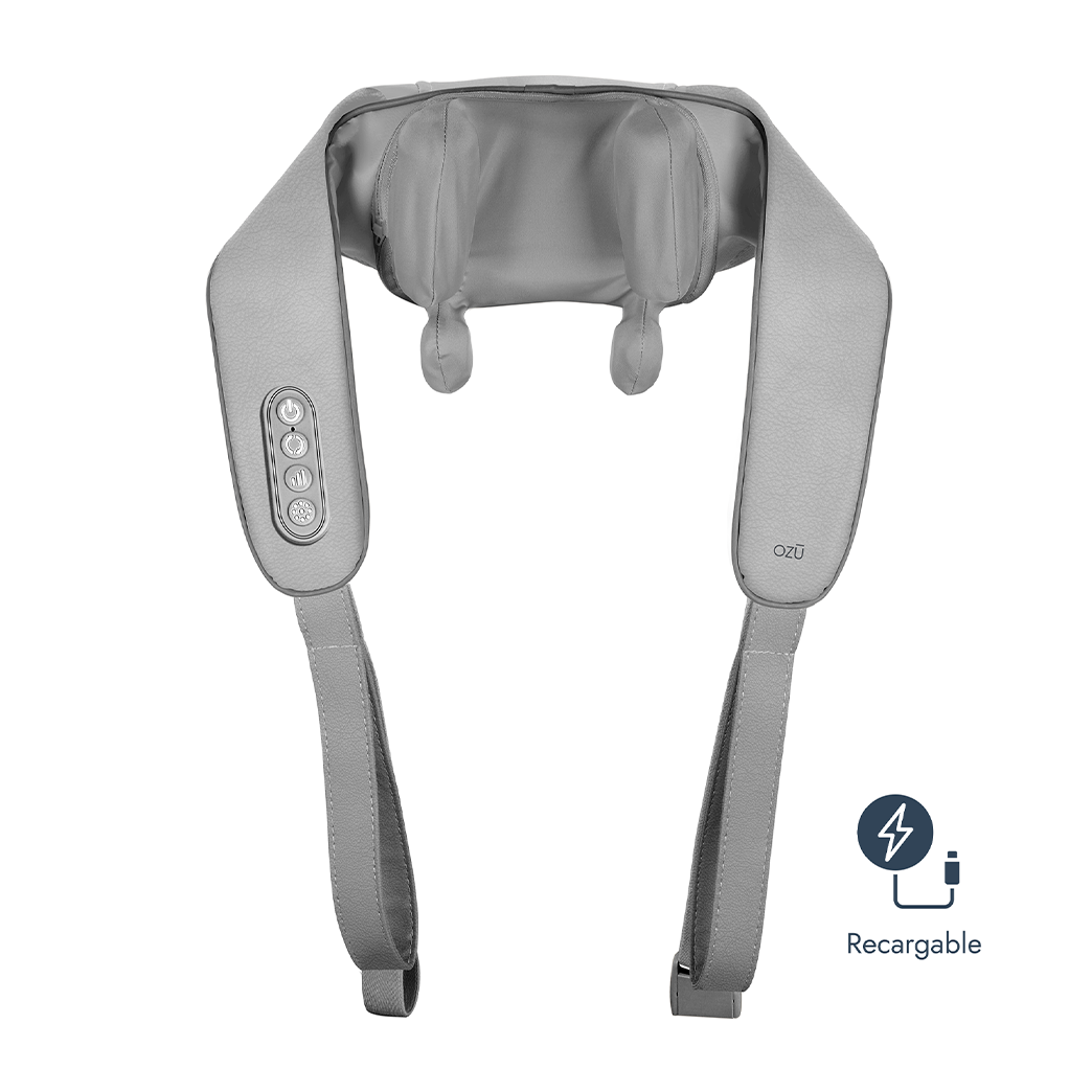 Masajeador de cuello y hombros Shiatsu  Recargable con calor Gris Ozu
