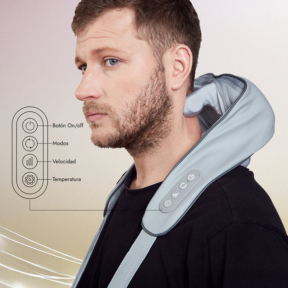 Masajeador de cuello y hombros Shiatsu  Recargable con calor Gris Ozu