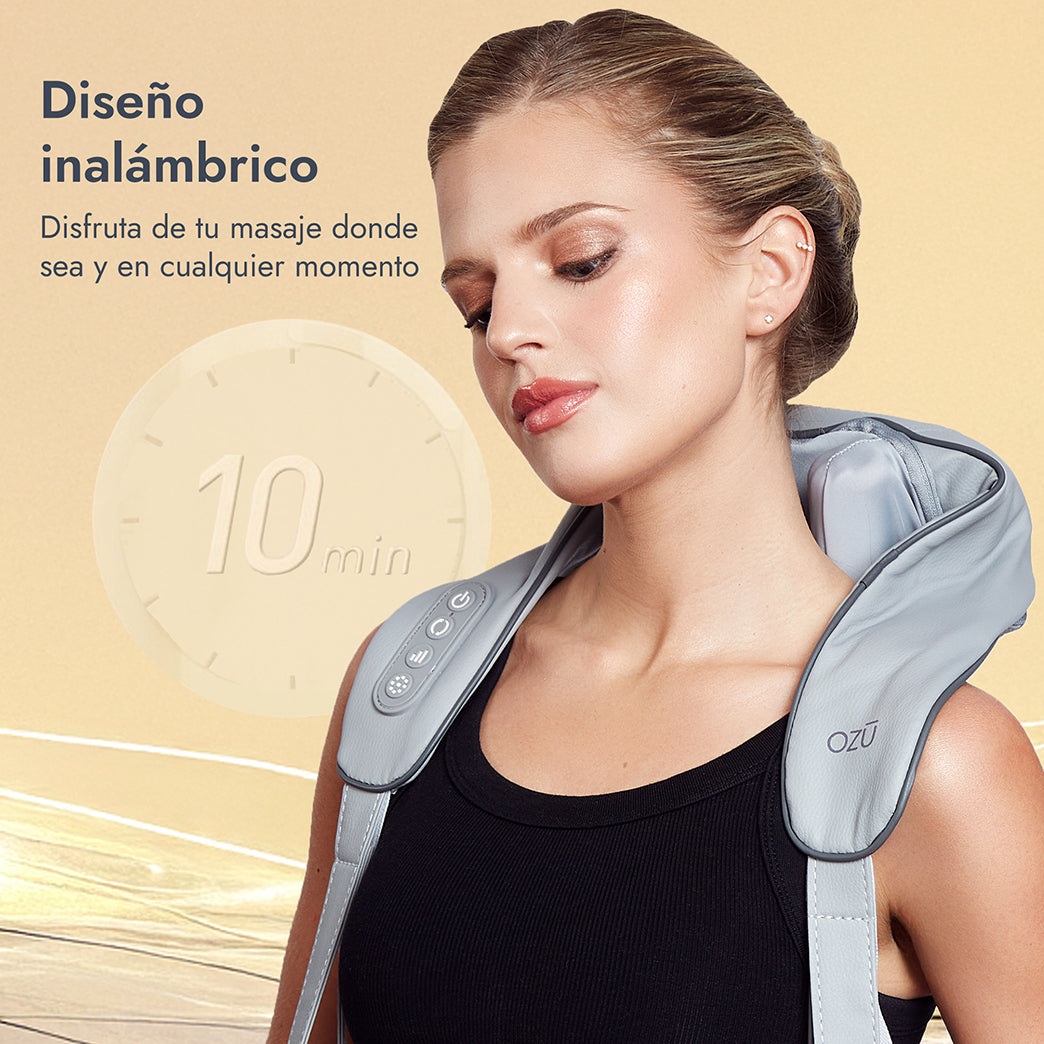 Masajeador de cuello y hombros Shiatsu  Recargable con calor Gris Ozu