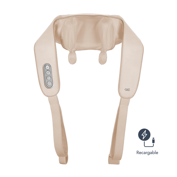 Masajeador de cuello y hombros Shiatsu  Recargable con calor Beige Ozu