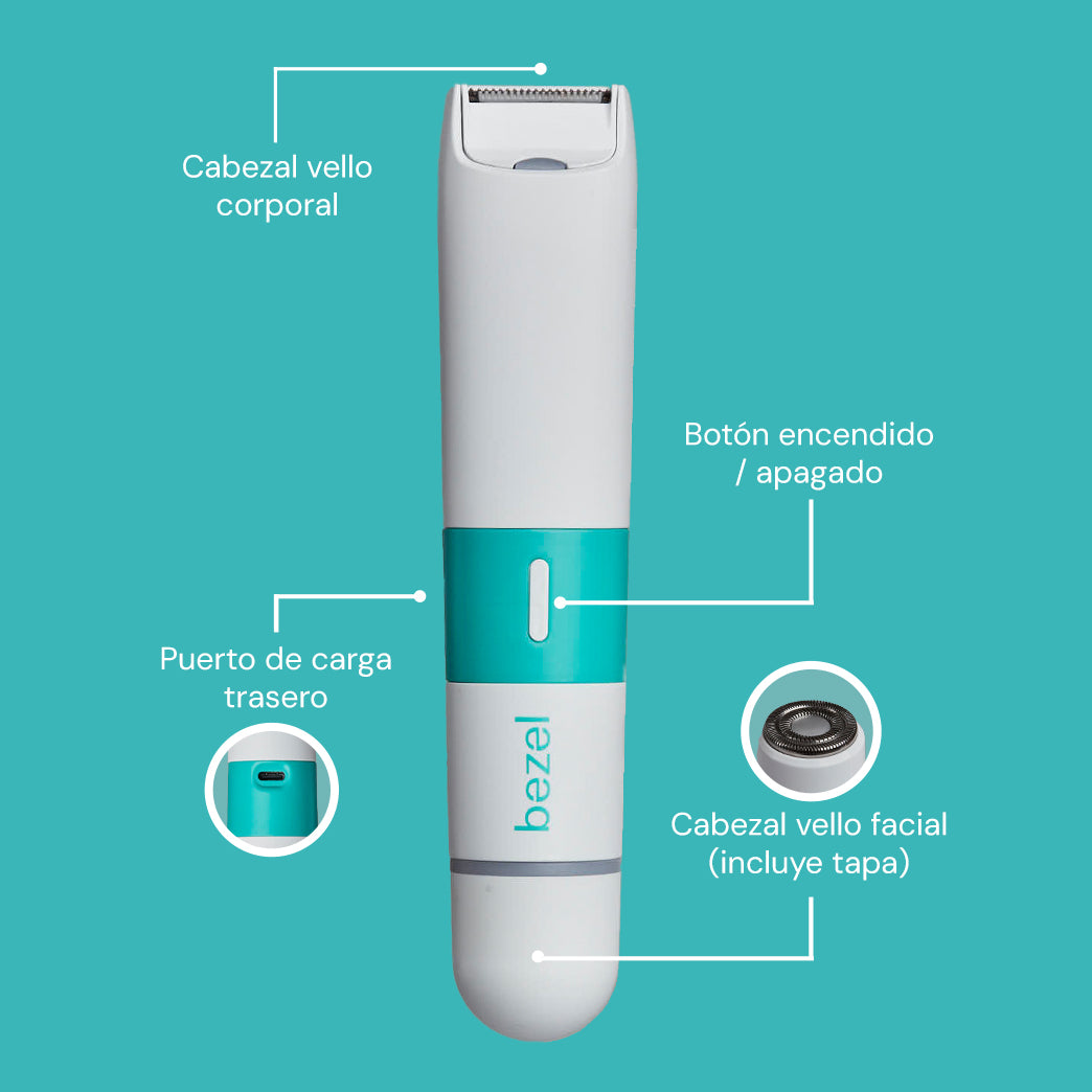Depiladora 2 en 1 Facial + Recortadora de Vello Bezel