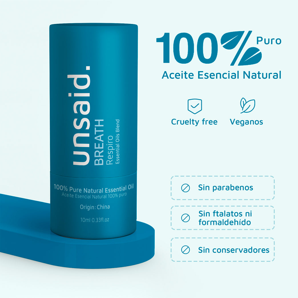 Aceite Esencial Respira con mezcla natural 100% Puro de 10 ml Unsaid