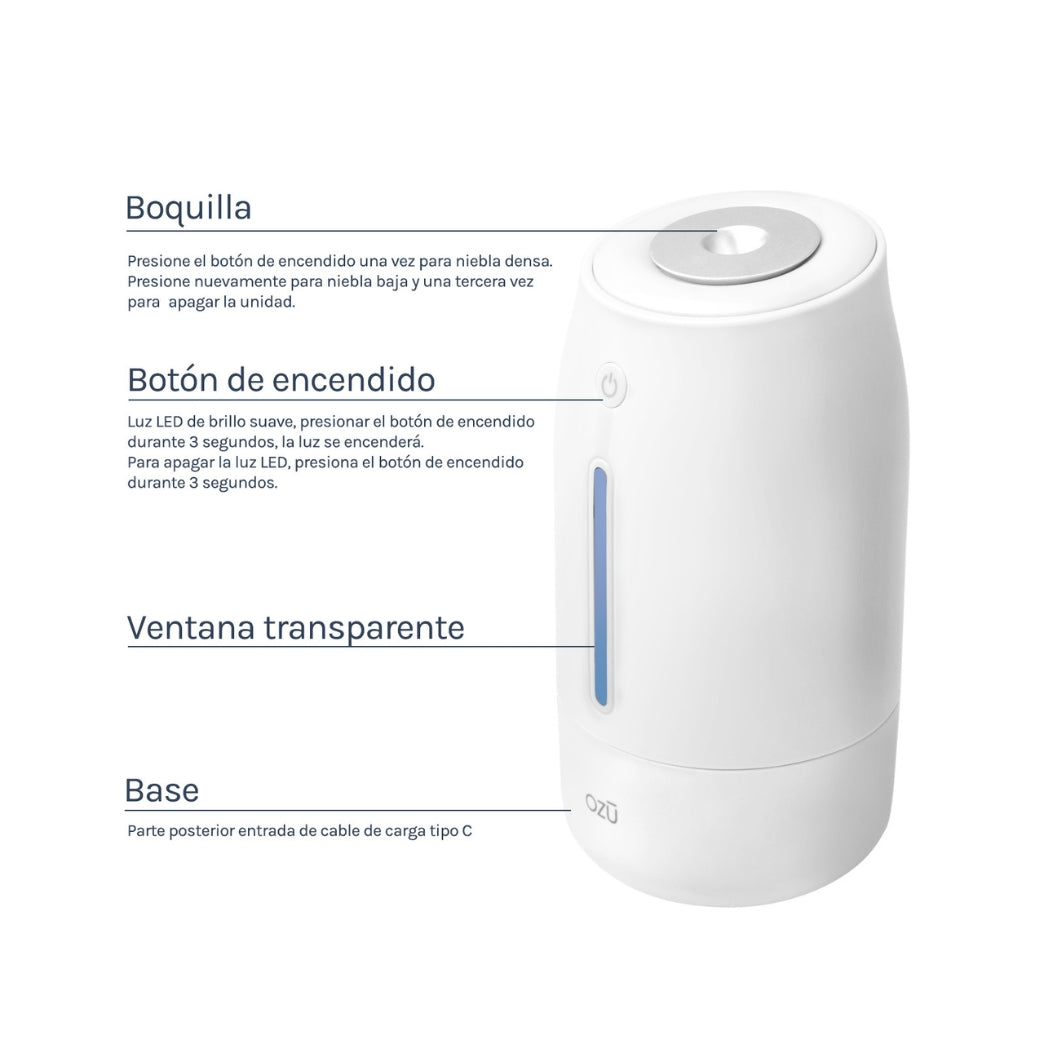 Humidificador de Aire Recargable Blanco Ozu