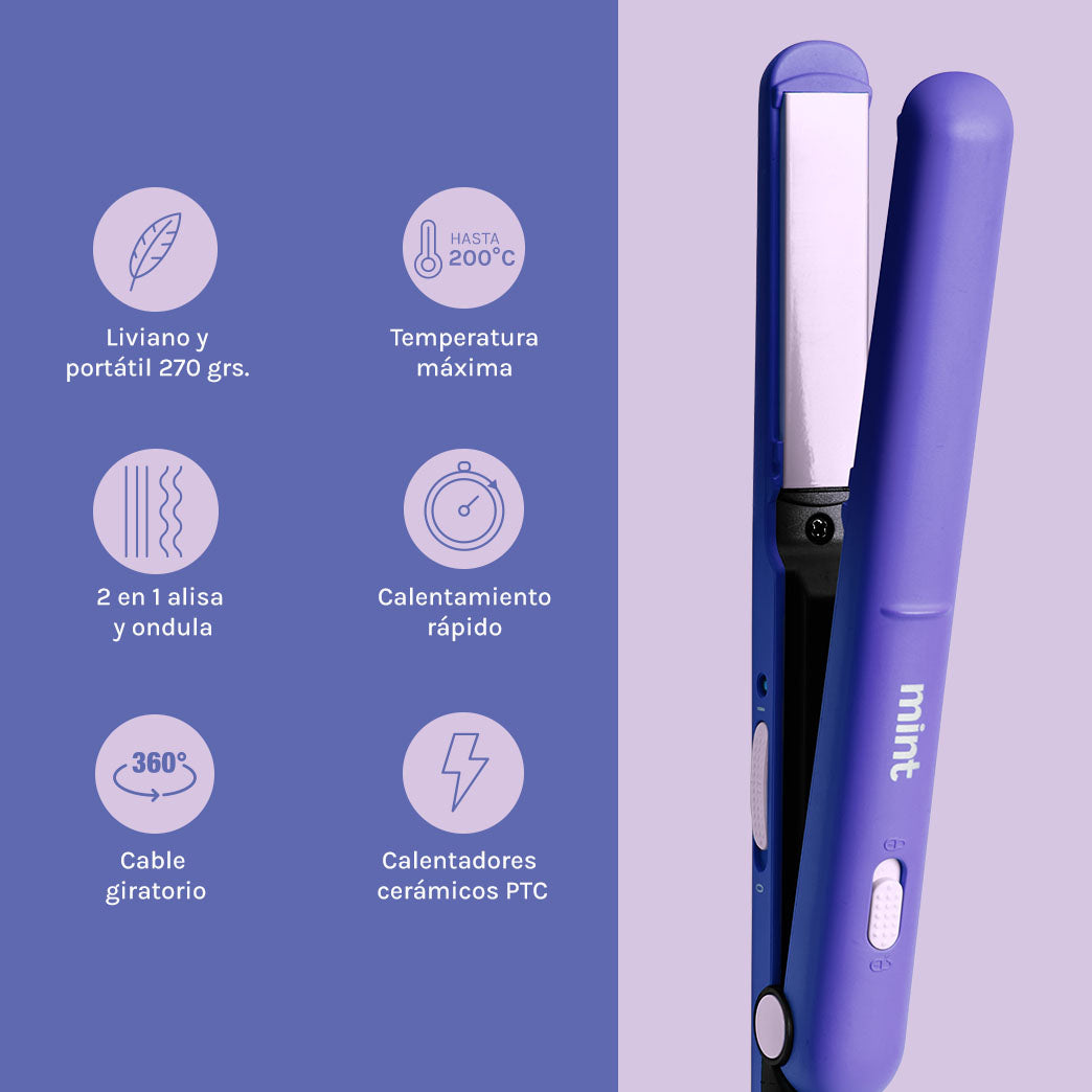 Mini Alisador 2 en 1 Morado Mint