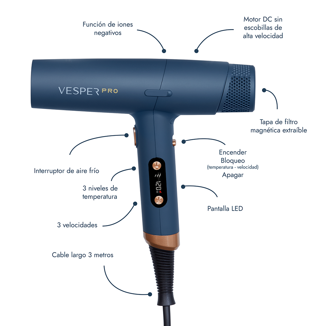 Secador de Pelo Airvolution Profesional 1800W Azul Vesper