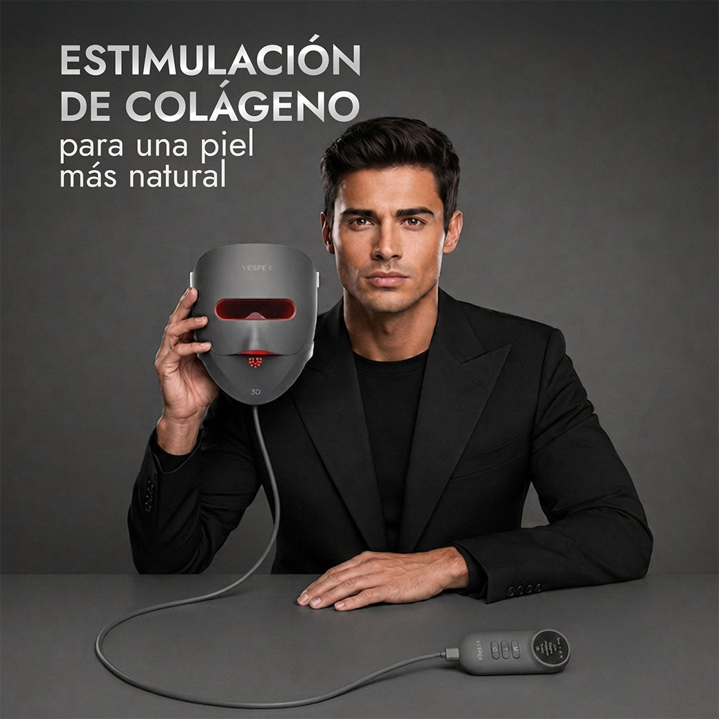 Máscara Facial 3D de Silicona con Fototerapia LED Gris Vesper